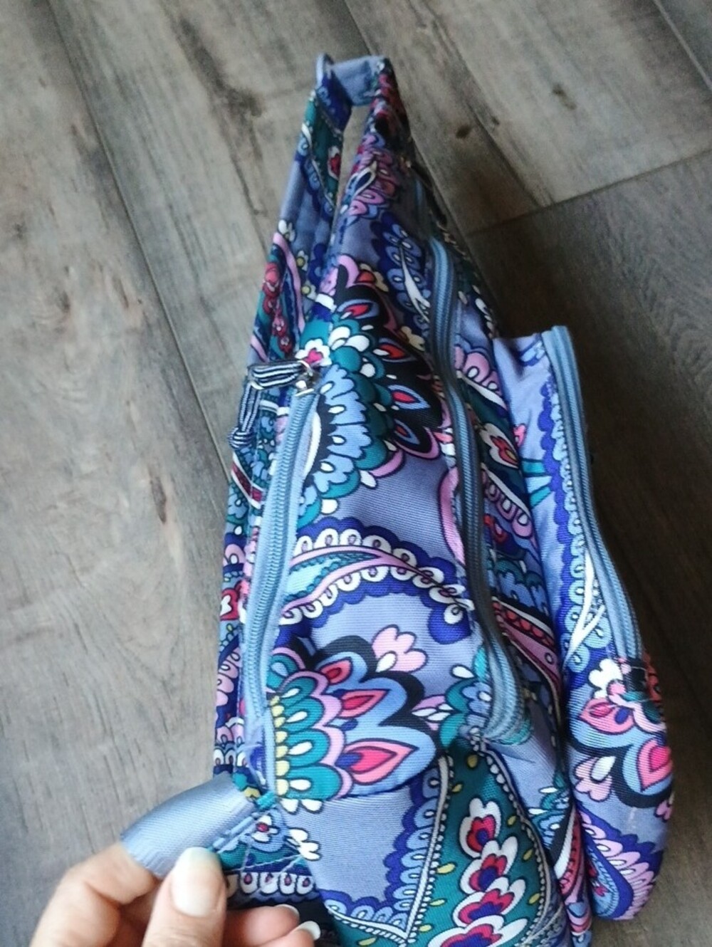 Vera Bradley Purple Teal Paisley Crossbody Sling Bag - Picture 5 of 11